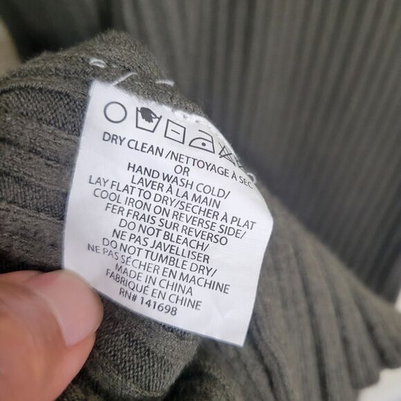 RAMY BROOK Pilar Cut Out Stretch Knit Ribbed Sweater Midi Dress Large In Olive - Picture 12 of 14